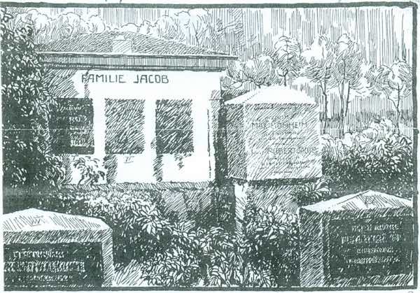 Radierung des jüdischen Friedhofs von Grabow von Otto Printz